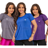 Kit 3 Camiseta Academia Feminina Camisa Dry Fit Treino Blusa