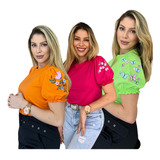 Kit 3 Camiseta Algodao