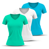 Kit 3 Camiseta Baby Look Dry Fit Feminina Academia Treino