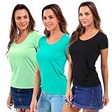 Kit 3 Camiseta Baby Look Feminina Gola Redonda Em Viscose Dry