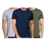 Kit 3 Camiseta Básica Masculina 100% Algodão Premium Atacado
