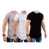 Kit 3 Camiseta Camisa Blusa Long Line Masculino Cores Básica