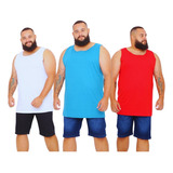 Kit 3 Camiseta Camisa Regata Masculina Machão Lisa Plus Size