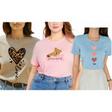 Kit 3 Camiseta Feminina
