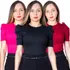 Kit 3 Camiseta Feminina Blusinha Básica Tecido Canelado
