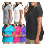 Kit 3 Camiseta Feminina Plus Size Basica Algodão Liquidação