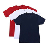Kit 3 Camiseta Infantil Gola Redonda 100 algodao Fio 30 1