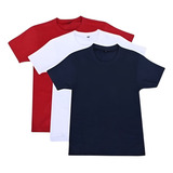 Kit 3 Camiseta Infantil Gola Redonda 100 algodao Fio 30 1
