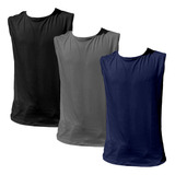 Kit 3 Camiseta Regata Masculina Atacado Blusa Camisa Dry Fit