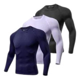 Kit 3 Camiseta Térmica Manga Longa Uv Blusa Segunda Pele
