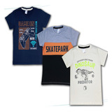 Kit 3 Camiseta Verão Masculina Menino