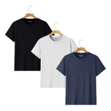 Kit 3 Camisetas Básicas Masculinas Slim Algodão 30 1 Origns