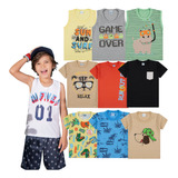 Kit 3 Camisetas Básicas Sortidas Infantil Menino