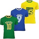 Kit 3 Camisetas Do Brasil Copa Do Mundo 2022 Algodão M Azul Verde Amarelo 