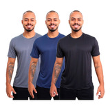 Kit 3 Camisetas Dry Fit Poliéster