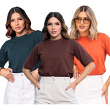 Kit 3 Camisetas Feminina