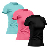 Kit 3 Camisetas Feminina Baby Look Dry Proteção Uv Academia
