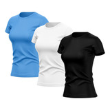 Kit 3 Camisetas Feminina Manga Curta Dry Fit Proteção Uv