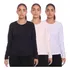 Kit 3 Camisetas Feminina Manga Longa 100% Algodão Premium