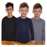 Kit 3 Camisetas Infantil Menino Proteção Uv Manga Longa Dfm