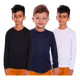 Kit 3 Camisetas Infantil Menino Proteção Uv Manga Longa