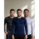 Kit 3 Camisetas Manga Longa Dry Fit Masculinas Academia