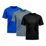 Kit 3 Camisetas Masculina Dry Fit Proteção Solar Uv Lisa