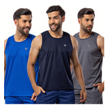 Kit 3 Camisetas Masculinas Regata Dry Fit Passeio E Treino