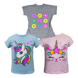 Kit 3 Camisetas Para Meninas Infantil