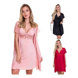 Kit 3 Camisolas Amamentação Gestante 3 Robes Hobby Roupão