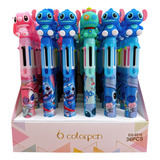 Kit 3 Canetas 6 Cores Lilo Stitch Esferográfica Infantil