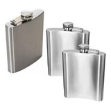 Kit 3 Cantil De Bolso 270ml Inox Porta Bebidas Portátil Top