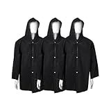 Kit 3 Capa De Chuva PVC Impermeável Com Capuz Preto Único 