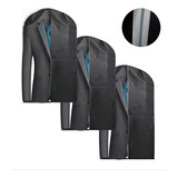 Kit 3 Capa Terno C Ziper Impermeável Roupa Blazer Viagem Cor Preto Viagem