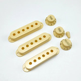 Kit 3 Capas Captador Stratocaster 3 Knobs 2 Ponteiras Creme