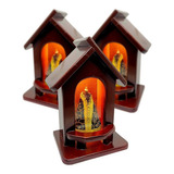 Kit 3 Capela Oratorio Madeira Nossa Senhora Luz 21cm Atacado Cor Bivolt