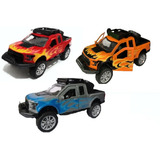Kit 3 Carrinhos Camionete Die Cast Miniatura Ford Raptor