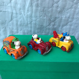 Kit 3 Carrinhos Ferro Snoopy Peanuts Estrela Anos 70 Raros