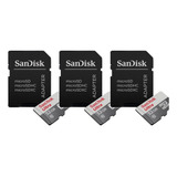 Kit 3 Cartão Memória 32gb Micro Sd Ultra Sandisk Original