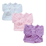 Kit 3 Casacos Tricô Lã Bebê Recem Nascido Menino Menina 9pcs