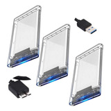 Kit 3 Case Hd Externo Usb 3 0 Sata 2 5 Ssd Hdd Transparente