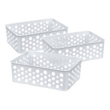 Kit 3 Cesto Empilhável Organizador Gavetas Prático Versátil