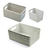 Kit 3 Cestos Organizadores Multiuso Rattan Home Organizer P-M-G Cor- Areia