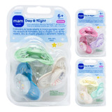Kit 3 Chupetas 6m Mam Original Day Night Bico Simétrico