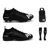 Kit 3 Chuteiras Society campo futsal bolsinha meião Preto