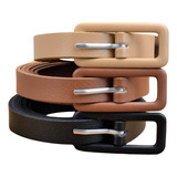 Kit 3 Cintos Feminino Fino Com Fivela Retangular Blogueira