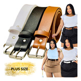 Kit 3 Cintos Femininos Plus Size Social Casual Fivela Prata