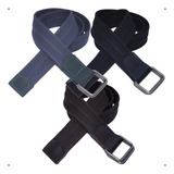 Kit 3 Cintos Lona Premium Masculino Couro Legítimo 4 0cm L48 Cor Preto Cinza Café Desenho Do Tecido Liso Tamanho Calça 44 A 46 comprimento 120cm 