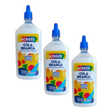 Kit 3 Cola Líquida Branca Lavável Escolar Artesanato 100g