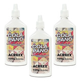Kit 3 Cola Pano Para Tecidos De Algodão Branca 100g Acrilex